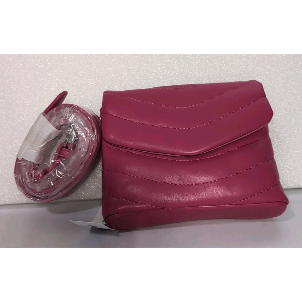 The Drop Quilted Crossbody Shoulder Bag Women’s Bright Pink Faux Leather